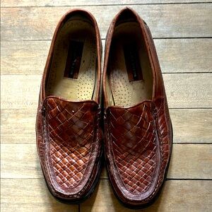 Florsheim Men’s Brown Woven Leather Slip-On Loafers
